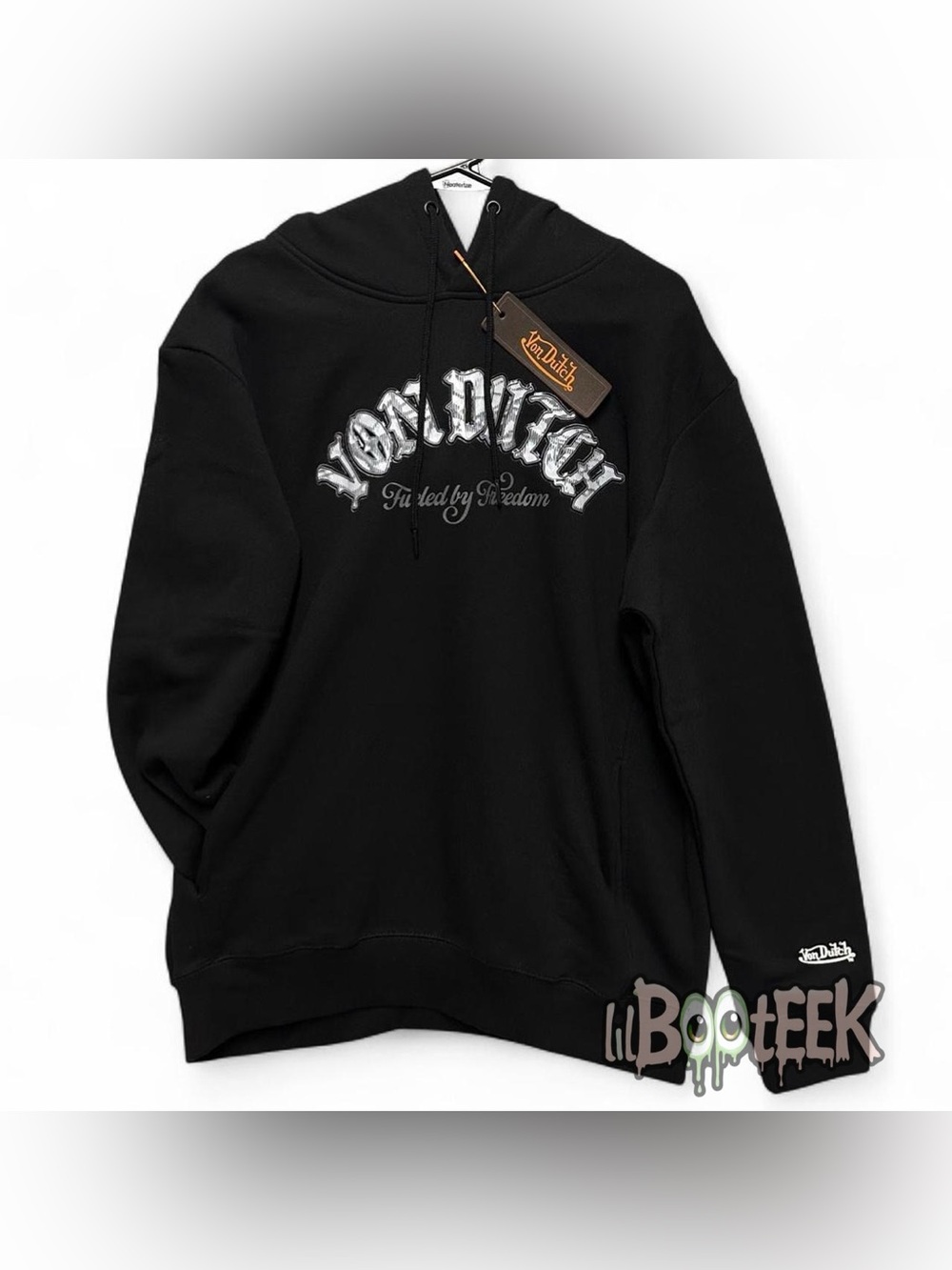 Von Dutch Men's LG Black Hoodie Fueled by Freedom Logo NEW VIRAL Y2K